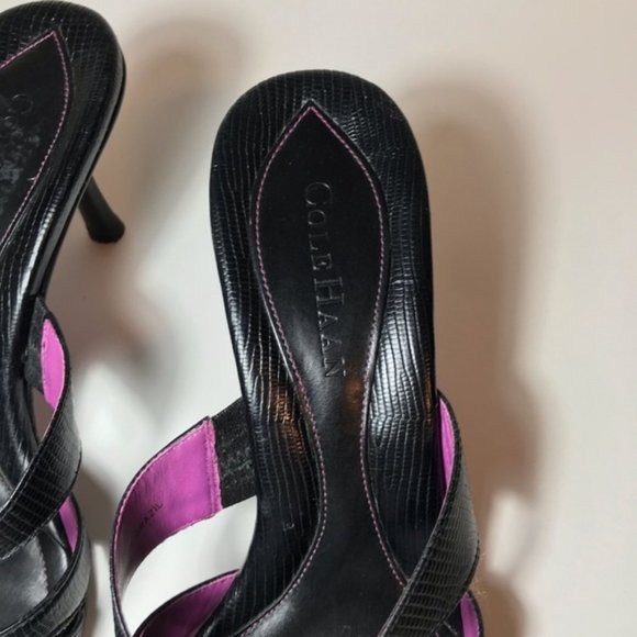 Cole Haan Black Leather Strappy Heels- Size 9B - Picture 5 of 8